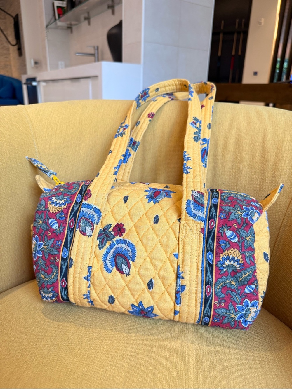 Rare Vintage 90s Y2K Vera Bradley French Yellow Small Duffle Bag Made USA - Picture 13 of 15